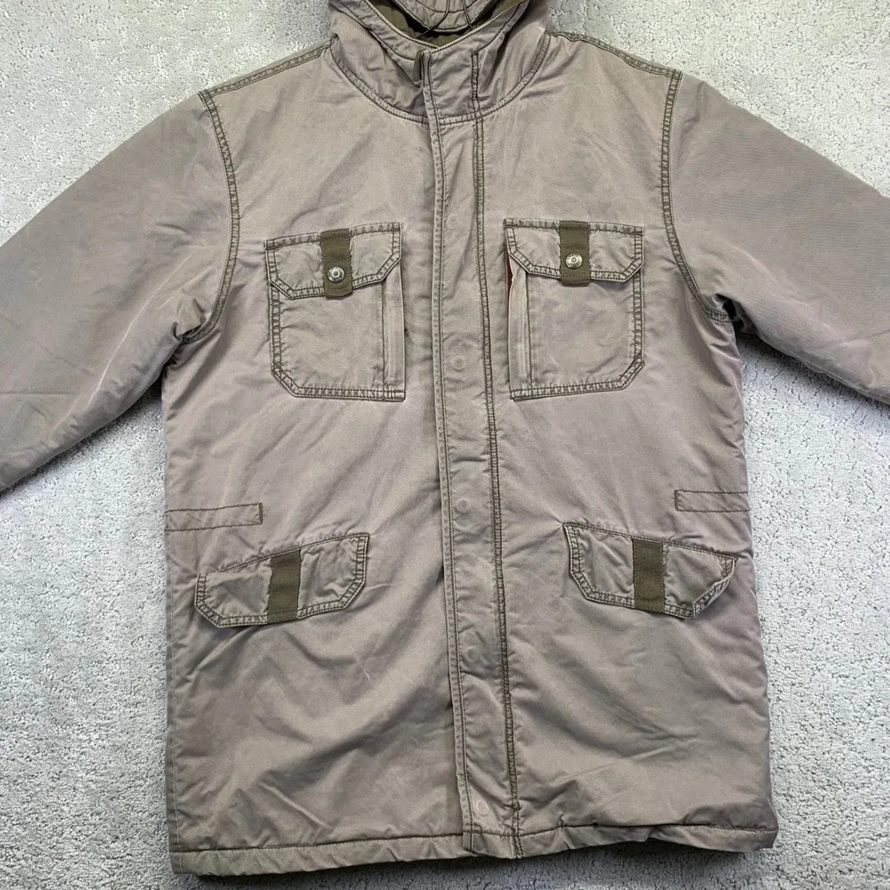 Vintage GAP Kids Jacket Size XXL 14-16 Khaki Parka Utility Field Quilt Lined Y2k
